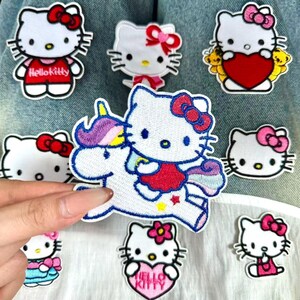 Naszywki Hello Kitty do prasowania, Naszywki Hello Kitty do prasowania, Naszywki na kurtki jeansowe, płaszcze, torby, czapki