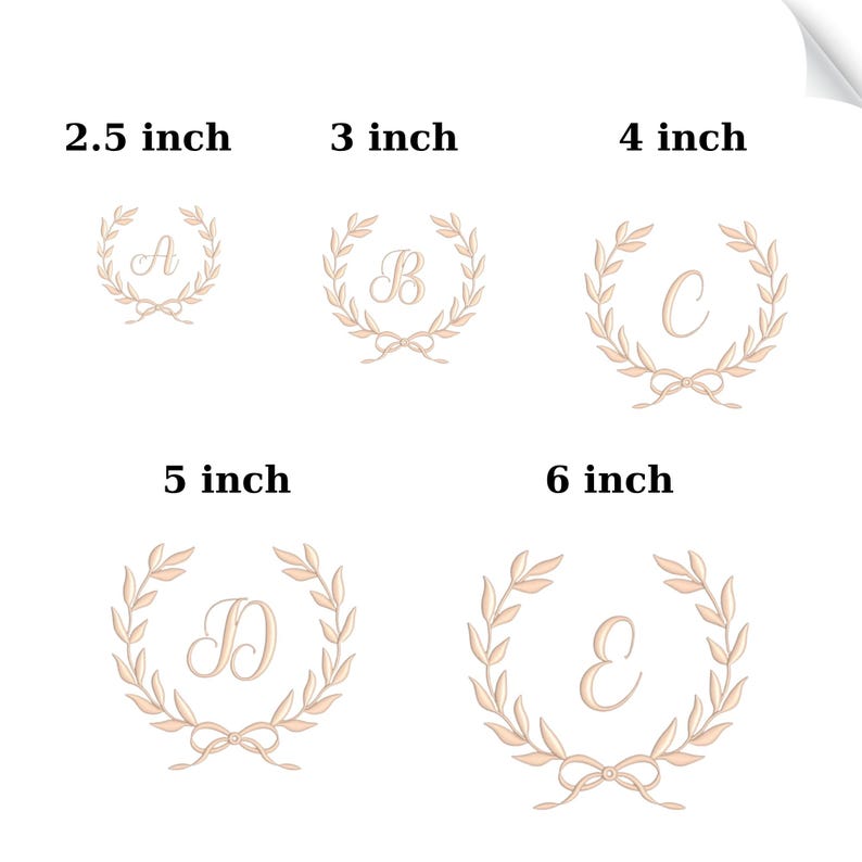 Monogram embroidery letters PES format floral wreath design