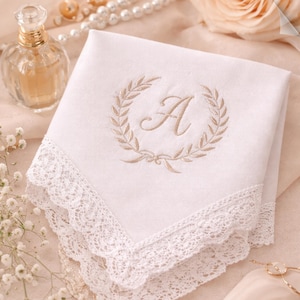 Embroidery letters A to Z floral wreath minimalist style