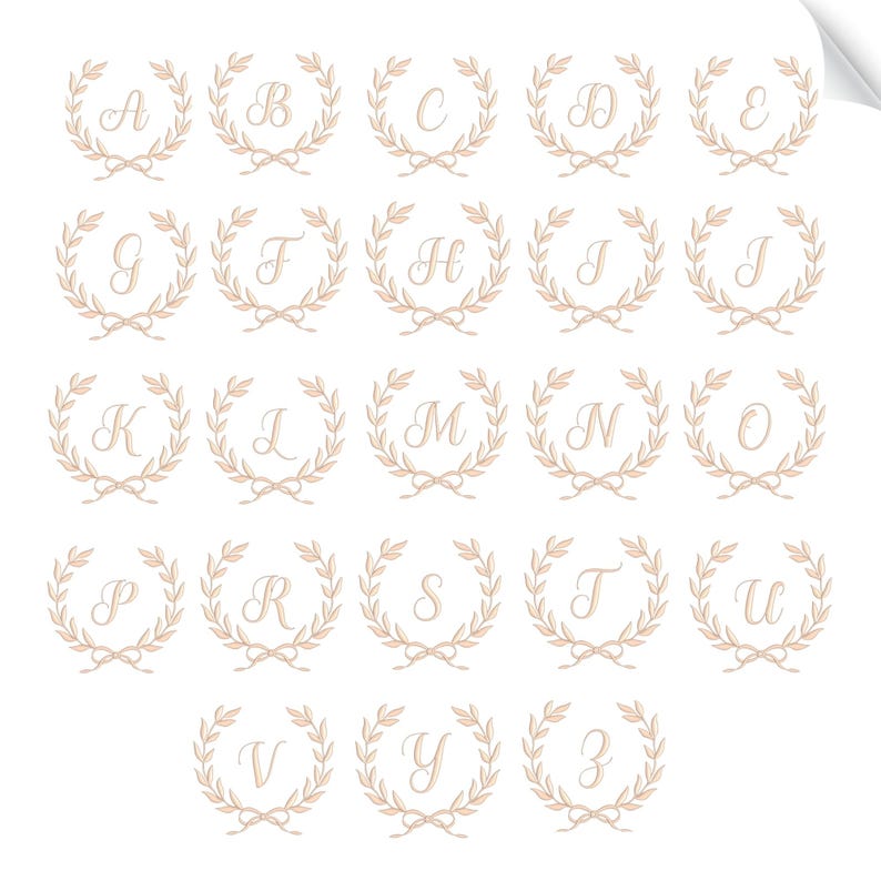 Embroidery alphabet bundle with elegant floral letters A to Z