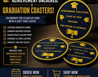 Achievement Unlocked Graduation Coaster
