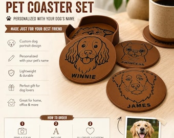 Custom Pet Coaster Set with Holder