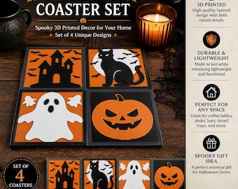 Halloween Coaster Set – Spooky 3D Printed Decor