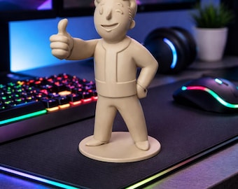 Vault Boy 3D Printed Figurine: Gaming Desk Accessory (6x3x3 in)