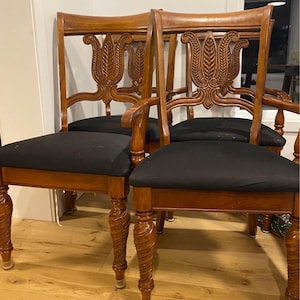 Vintage Hepplewhite Style Mahagoni Esszimmerstühle - Weizengarbe Rückenlehne - 6er Set - 2 Sessel 4 Beistellstühle - La Galerie du Meuble