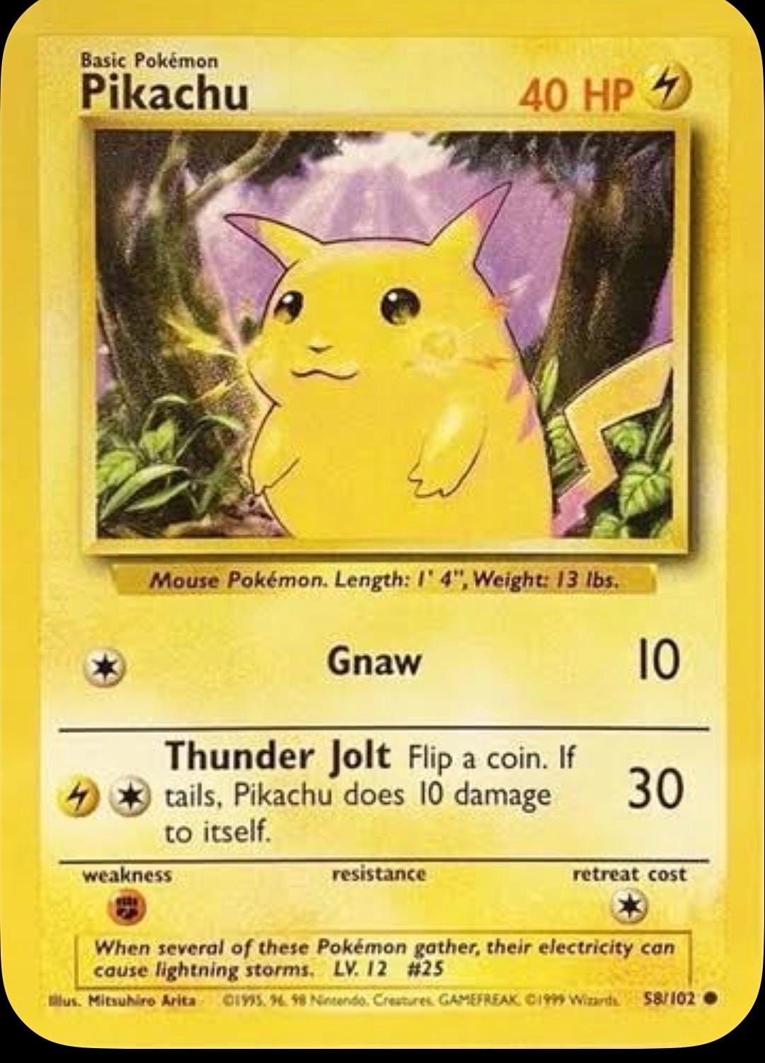 Pikachu Card 1999 - Etsy
