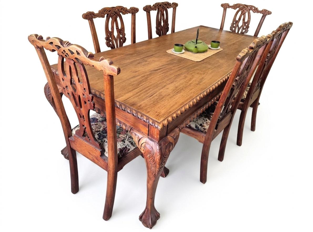 Vintage Chippendale Mahogany Dining Set: 9-piece Formal Room