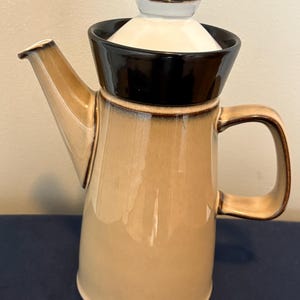 Vintage Denby Country Cuisine Coffee Pot / Teapot – Brown & Cream – Retro 1970s
