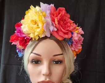 Bridal hair vine, flower crown wedding, boho headpiece, fiesta flower crown, flowercrown, floral headpiece, Frida Kahlo, Mexican, tropical