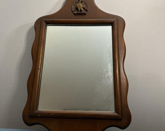 VTG Eagle Top Wall Mirror  Federal Style Wood Frame  Decorative Accent