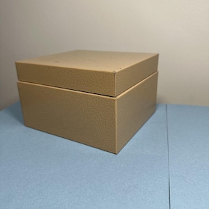 Vintage Brown Metal Card Box 3x5