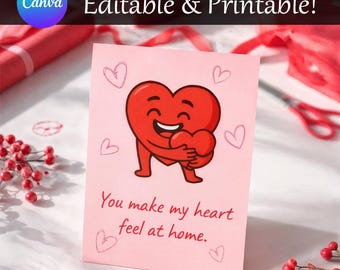 Tarjeta de regalo de San Valentín / Nota de amor minimalista, editable en Canva (descarga digital)