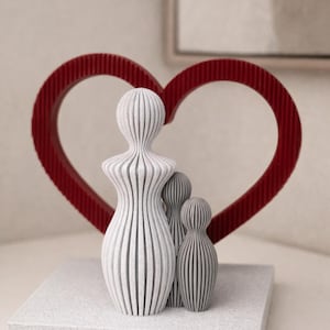 Custom Mother Children Sculpture | Interlocking Family Figurine | Modern Japandi Home Decor