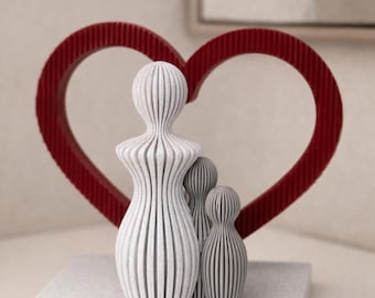 Custom Mother Children Sculpture | Interlocking Family Figurine | Modern Japandi Home Decor