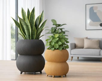 Modern Ribbed Planter Vase | Japandi Nordic Home Decor