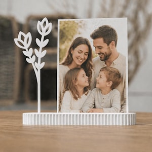 Tarjetero floral minimalista, decoración de escritorio para el Día de la Madre, soporte para fotos, expositor botánico