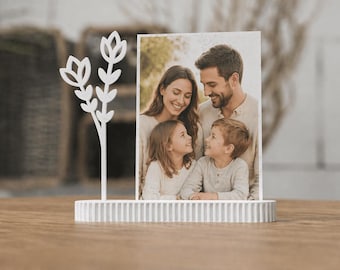 Minimalist Floral Card Holder, Mother’s Day Desk Decor, Photo Stand, Botanical Display