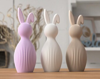Modern Fluted Bunny Sculpture I Sculptural Ribbed Rabbit Decor I Minimalist Statement Piece