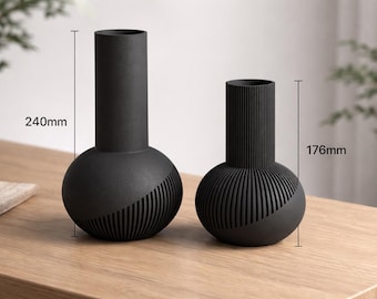Japandi Ribbed Vase Set | Modern Fluted Decor