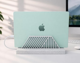 Vertical Laptop Stand | MacBook Windows Holder | Space Saving Desk Organizer