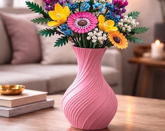 Modern Spiral Vase for LEGO® Flowers | Sculptural Flower Vase | Contemporary Home Decor | Decorative Centerpiece | Housewarming Gift