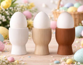 Ribbed Easter Egg Holder Set | Japandi Spring Decor, 3 Pack