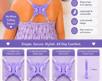 Butterfly Strap Clips for Toddler Girls Dresses, Kids Shirt Retainer Holder, Adult Strap Clips