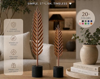 Modern Leaf Decor Sculpture Set | Japandi Minimalist Home Accent, Tall Short Sizes
