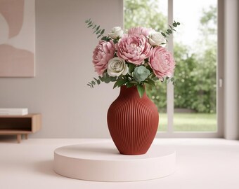 Modern Ribbed Vase | Sculptural Matte Flower Vase | Minimalist Home Decor | Japandi Style Vase | Lego Vase