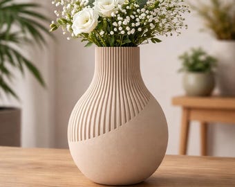 Ribbed Vase | Japandi Minimalist 3D Printed Planter