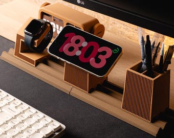 Japandi Modular Desk Organizer | Moku System, Phone & Watch Stand