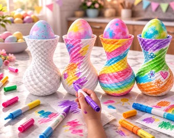 Easter Egg Coloring Holder | Reusable Family Craft Activity, Easter Basket Stuffer