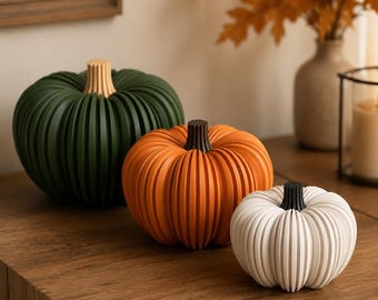 Modern Pumpkin Tealight Holder, Ribbed Fall Decor, Autumn Table Decor