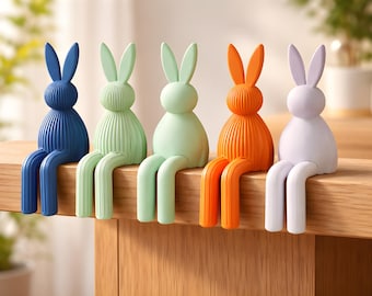3D Printed Sitting Bunny | Modern Shelf Decor, Easter Accent