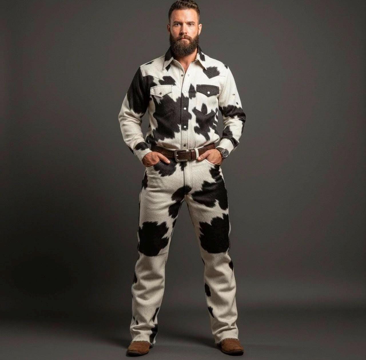 Cow print pants cowboy - Etsy 日本