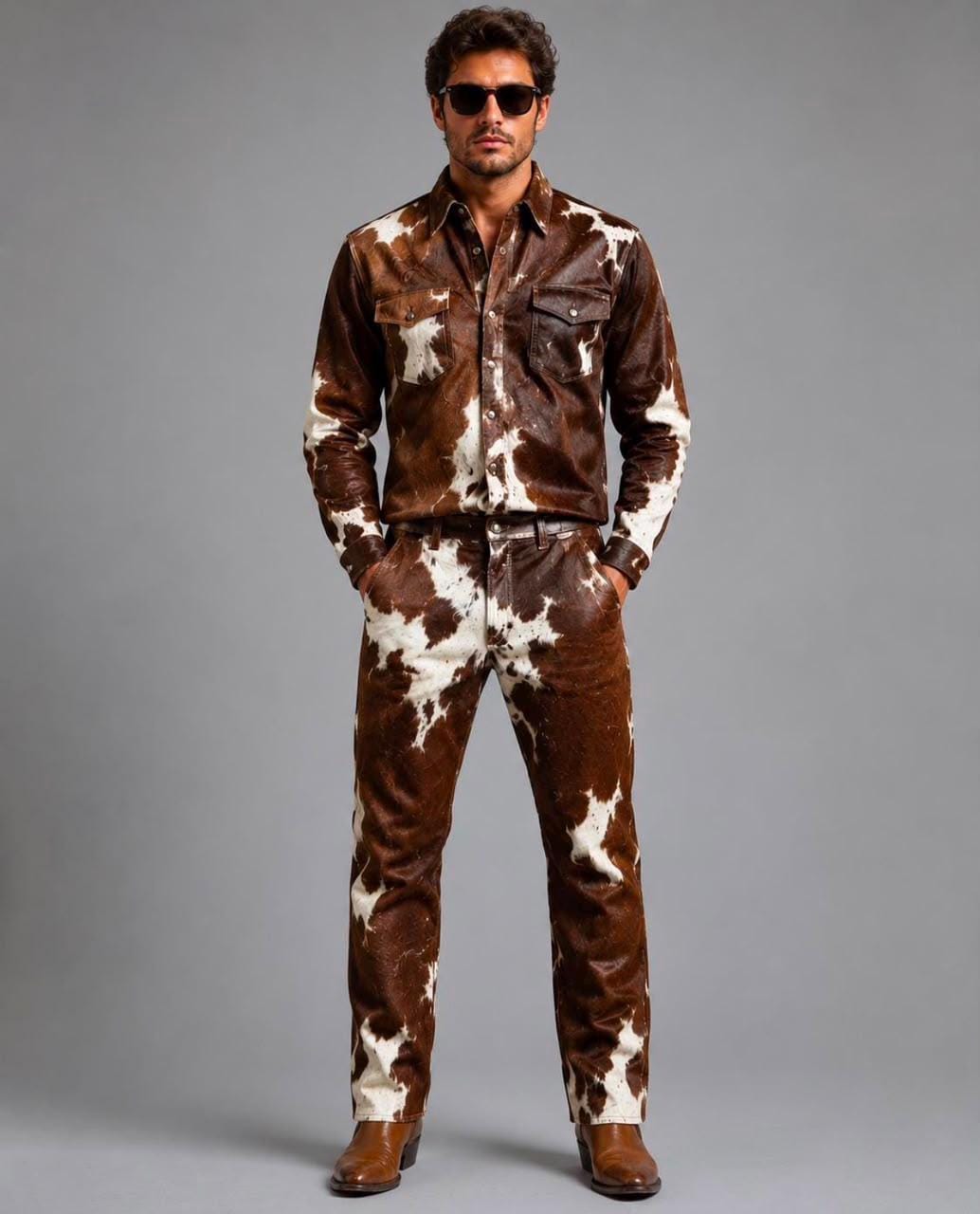 Cow print pants cowboy - Etsy 日本