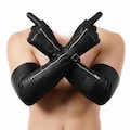 Black Leather Gauntlet Gloves Long Zipper Arm Gothic Cosplay Women product logo