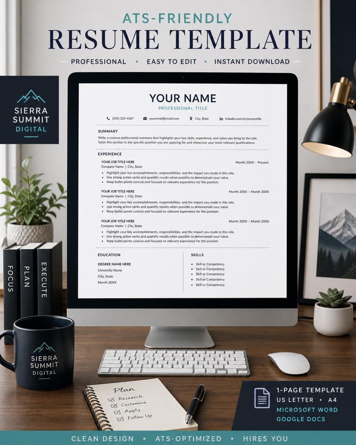 General Resume Template, ATS Friendly Resume, Editable DOCX Resume ...