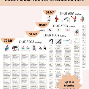 30 Day Chair Yoga Challenge Printable Bundle | Office Workout | Sitting Workout | PDF Download