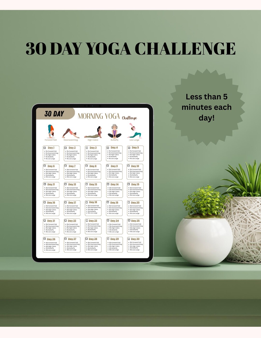 Xyla Exercise Plan.pdf 30 Day Yoga Challenge, Beginner Morning/evening Exercise Plan (PDF ...