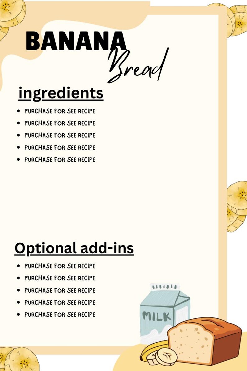 Easy Banana Bread Recipe | Beginner Baking Guide (digital Download PDF ...