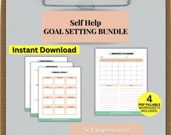 Planificador de objetivos, hojas de trabajo de productividad, paquete de desarrollo personal (descarga digital)