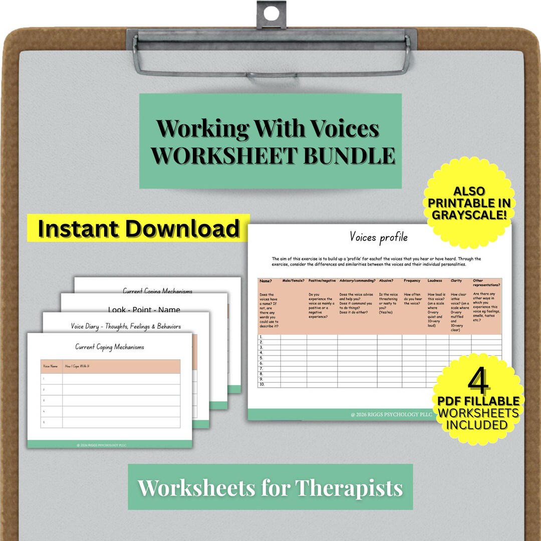 CBT for Psychosis, Schizophrenia - PDF Fillable Therapist Worksheets ...