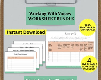 Kit de herramientas de hojas de trabajo de TCC para psicosis y alucinaciones auditivas (hojas de trabajo rellenables en PDF)