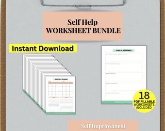 Paquete de hojas de trabajo de autoayuda, desarrollo personal, herramientas terapéuticas (descarga instantánea)