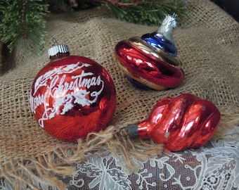 Mercury Glass Star Beaded Christmas Tree Ornament VINTAGE by Plantdreaming
