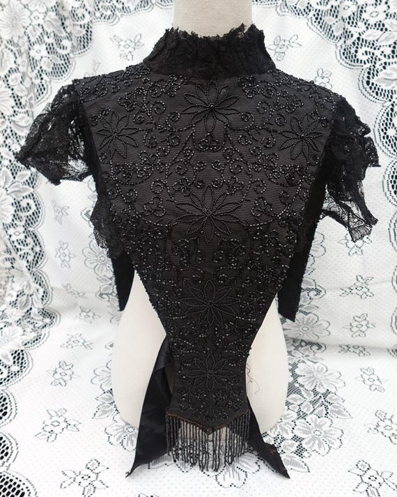 Antique Victorian Bead and Lace Collar/Mantle