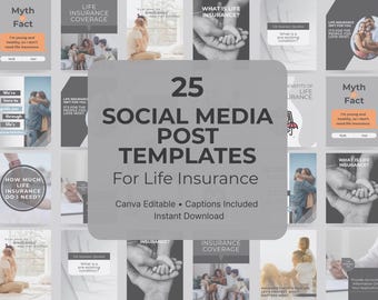 Life Insurance Social Media Pack: 25 posts!