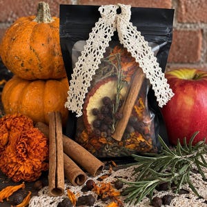 Samhain Simmer Pot Blend With Apple and Pumpkin, Halloween, Fall, and Autumn Botanical Potpourri
