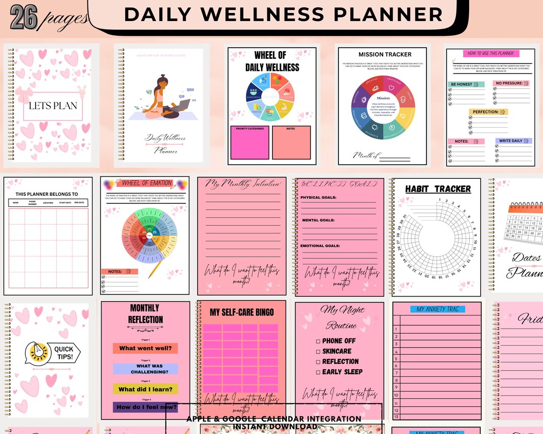 Printable Daily Wellness Planner | Minimalist Self Care Journal ...